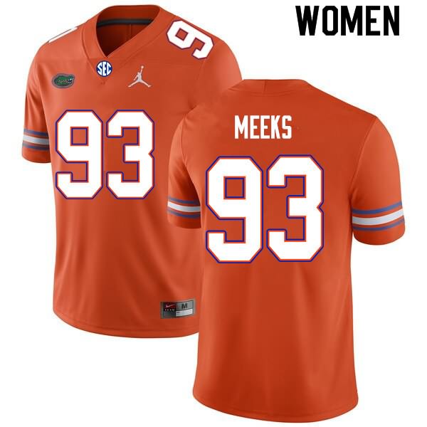 NCAA Florida Gators Dylan Meeks Women's #93 Nike Orange Stitched Authentic College Football Jersey FWJ6364TB